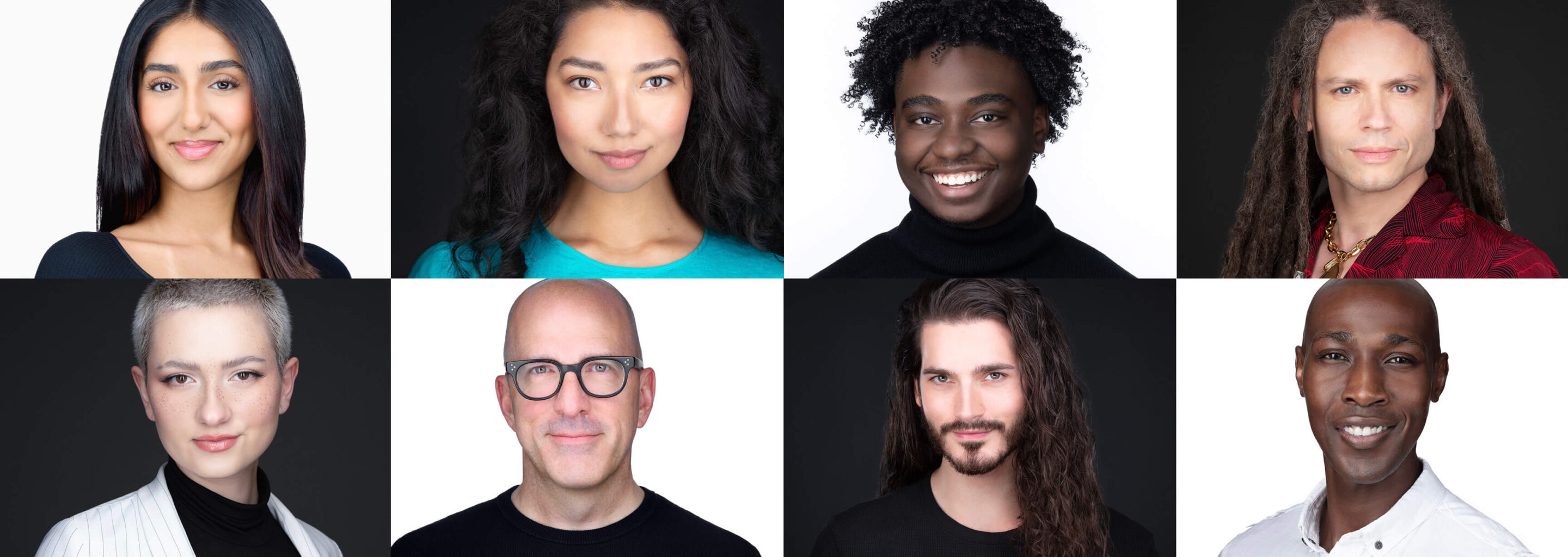 Actor headshots on a neutral background