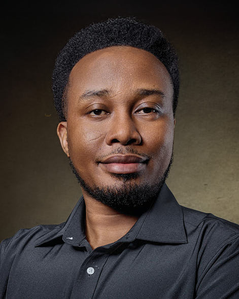 Acting portrait on a canvas backdrop
