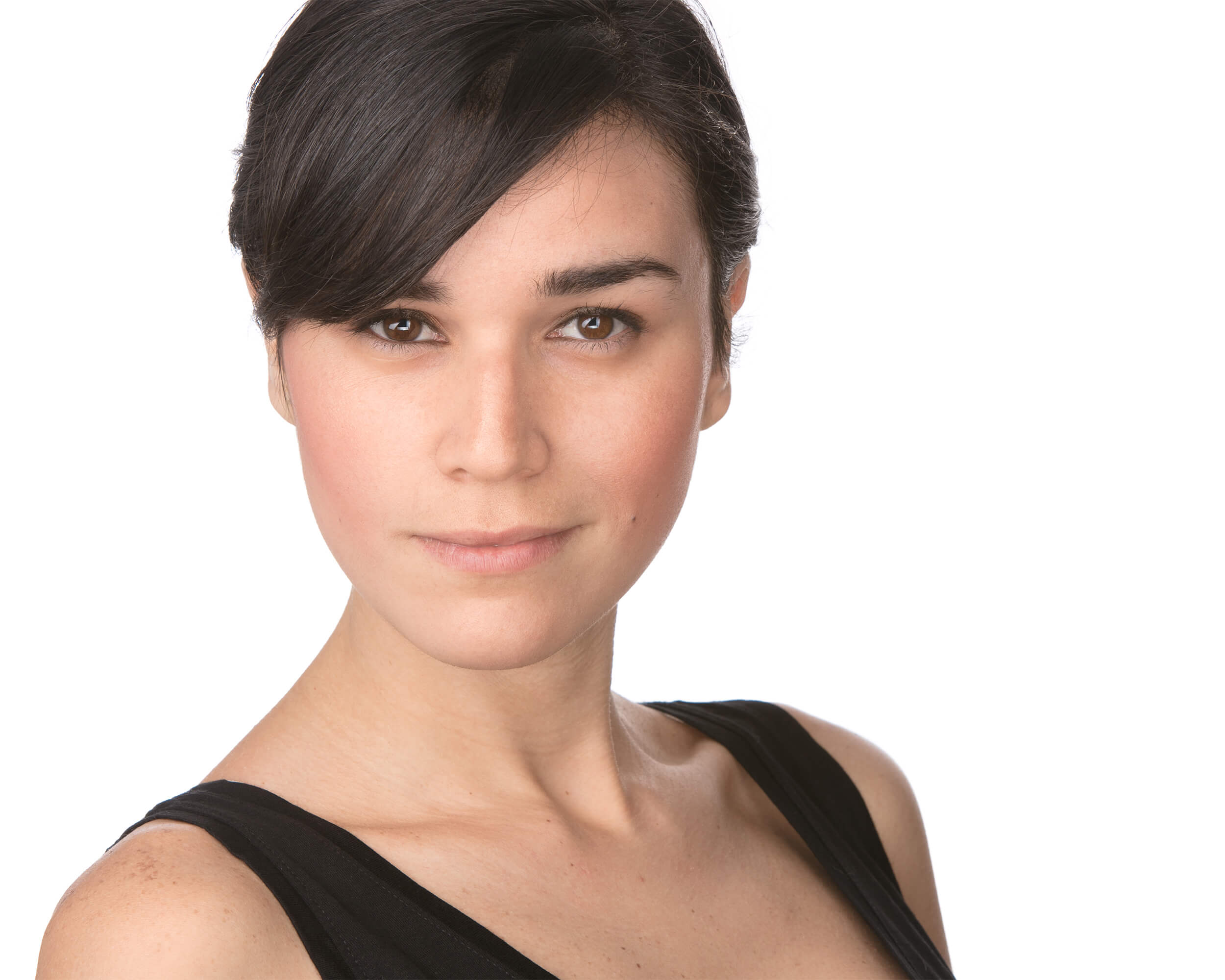 corporate-headshot-charlotte-nc-fenixfoto Charlotte, NC studio black and white headshot of a woman against a white background at Fenix Fotography Studio