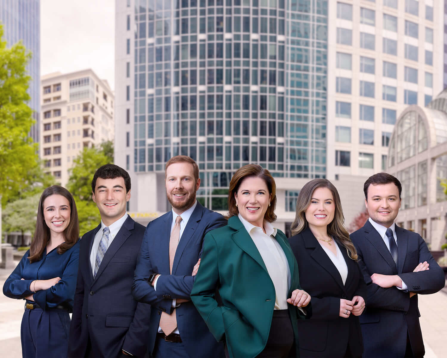 Wells Fargo Team Composite Photo Charlotte NC Alt Text (Alternative Text) Wells Fargo team composite group photo featuring employees with a Charlotte, NC skyline background.